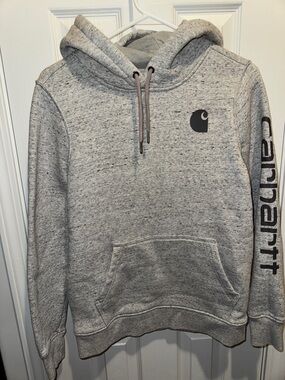 Carhartt Light Gray Heather Hoodie with Sleeve Logo